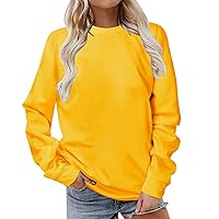 Tops for Women Trendy Plus Size Crew Neck Casual Long Sleeve Sweatshirts Tops Fleece Pullover Teen Girls Y2K Clothes