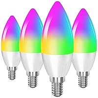 Smart Light Bulb Works with Alexa Google Home E12 Base WiFi Candelabra LED Light Bulb Color Changing Dimmable Chandelier Light Bulbs 360 lm 35w Equivalent 4 Pack (2.4GHz WiFi Only)