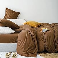 Brown Duvet Cover Full Size Chocolate Mocha Coffee Solid Color Plain Bedding Set,3 pcs Simple Modern Soft Microfiber Rustic Comforter Covers with Zipper Closure Corner Ties Gifts for Women Men,