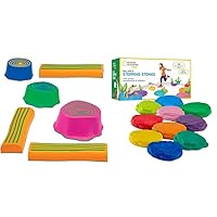 edxeducation-63093 - Step-A-Trail - Logs & Stumps - 6 Piece Obstacle Course for Kids - Build Coordination - Physical and Imaginative Play & National Geographic Balance Stepping Stones