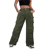 Cargo Pants Women High Waisted Casual Baggy Stretchy Wide Leg Military Trousers Y2K Streetwear Jogger Sweatpants