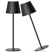 Cordless Rechargeable Table Lamp Set of 2, 5000mAh Battery Powered LED Desk Lamp, 3 Color Stepless Dimming Up, Portable Table Light Lamp for Bedroom Restaurant Outdoor (Black)