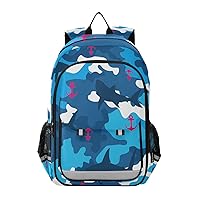 ALAZA Shark Anchor Camo Camouflage Laptop Backpack Purse for Women Men Travel Bag Casual Daypack with Compartment & Multiple Pockets