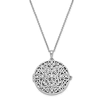 Necklace Chain White Sterling Silver Cable With Pendant Fancy Flat Back Cubic Zirconia Cz 18 In 1 Mm