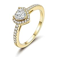 Luxurious 18k Gold Plated Cubic Zirconia Wedding Engagement Rings Eternity Bridal Band Halo Rings