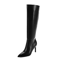 Knee High Boots Women Pointed Toe Tall Boots 3 In Stiletto High Heel Long Boots Side Zipper Dress Knee High Boots