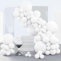 PartyWoo White Balloons, 140 pcs Matte White Balloons Different Sizes Pack of 18 Inch 12 Inch 10 Inch 5 Inch White Balloons for Balloon Garland or Balloon Arch as Birthday Party Decorations, White-Y13