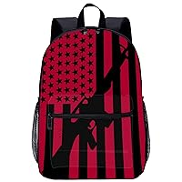 Vintage American Gun Flag 17 Inch Laptop Backpack Large Capacity Daypack Travel Shoulder Bag for Men&Women
