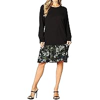 Plus Size Womens Fall Clothes Black Sweater Long Sleeve Dress, Green Camo Ruffle Puffy Skirt, Fit and Flare Dress