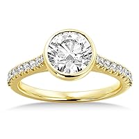 Lab Grown Bezel Set Diamond Accented Engagement Ring Setting 18k Yellow Gold (0.23ct)
