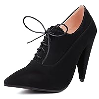 Women Lace Up Office Formal Stiletto Heels Pointed Toe Shoes