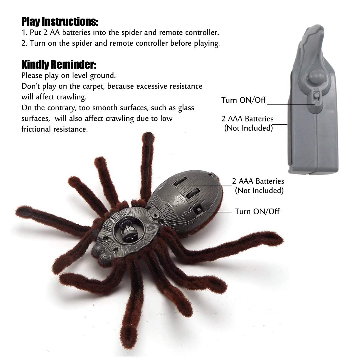 Tipmant Simulation Cute RC Spider Infrared Remote Control Vehicle Car Electric Realistic Animal Kids Prank Scary Toys