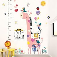Kids Height Growth Chart Wall Stickers Removable Cartoon Giraffe Height Measurement Wall Decal Decor for Kids Boys Girls Nursery Bedroom Living Room