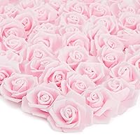 100 Pack Light Pink Artificial Flowers, Bulk Stemless Fake Foam Roses for Wedding, Decorations, Bouquets (3 in)