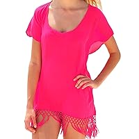 Coverups For Women Long Sleeve Swim Suit Cover up Color Tassel Knotted Chiffon Shirt Loose Bat Sleeve Beach Su