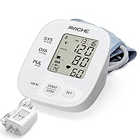 2022 AVICHE Blood Pressure Monitor - Automatic Upper Arm Machine & Accurate Adjustable Digital BP Cuff Kit - Largest Display - Voice Broadcast - Includes Adaptor Grey