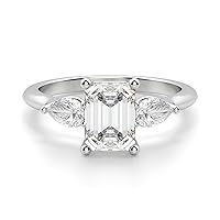 Neerja Jewels 4 TCW Emerald Moissanite Engagement Rings 10K 14K 18K Solid Gold Moissanite Diamond Ring 925 Sterling Silver Solitaire Engagement Ring Wedding Ring Women