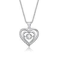 Heart Pendant Necklaces for Women 14K Rose Gold Plated with Birthstone Zirconia,Christmas Birthday Anniversary Jewelry Gift for Women Wife Girls Her 18+2 inch
