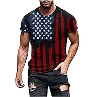 Mens Patriotic Blouses Graphic July 4th T-Shirt Teens Casual Short Sleeve America Flag Outfits Fourth of July Blouse