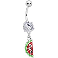 Body Candy Womens 14G 316L Stainless Steel Navel Ring Piercing Red Green Watermelon Dangle Belly Button Ring