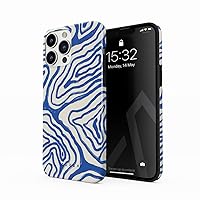BURGA Phone Case Compatible with iPhone 14 PRO MAX - Hybrid 2-Layer Hard Shell + Silicone Protective Case - Blue Lines Ocean Waves - Scratch-Resistant Shockproof Cover