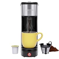 Chefman Single Serve Coffee Maker: K-Cup & Ground Compatible, Single Cup 6-12 oz Portable Drip Coffee Machine with Filter - Perfect for College & Coffee Lovers,Black