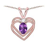 Solid 10k Gold Oval 5x3mm Knotted Double Heart Pendant Necklace