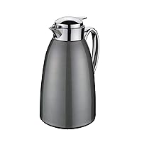 Cilio Venezia Stainless Steel Insulated Beverage Server with Tempered Glass Liner, Gray, 34 Ounce