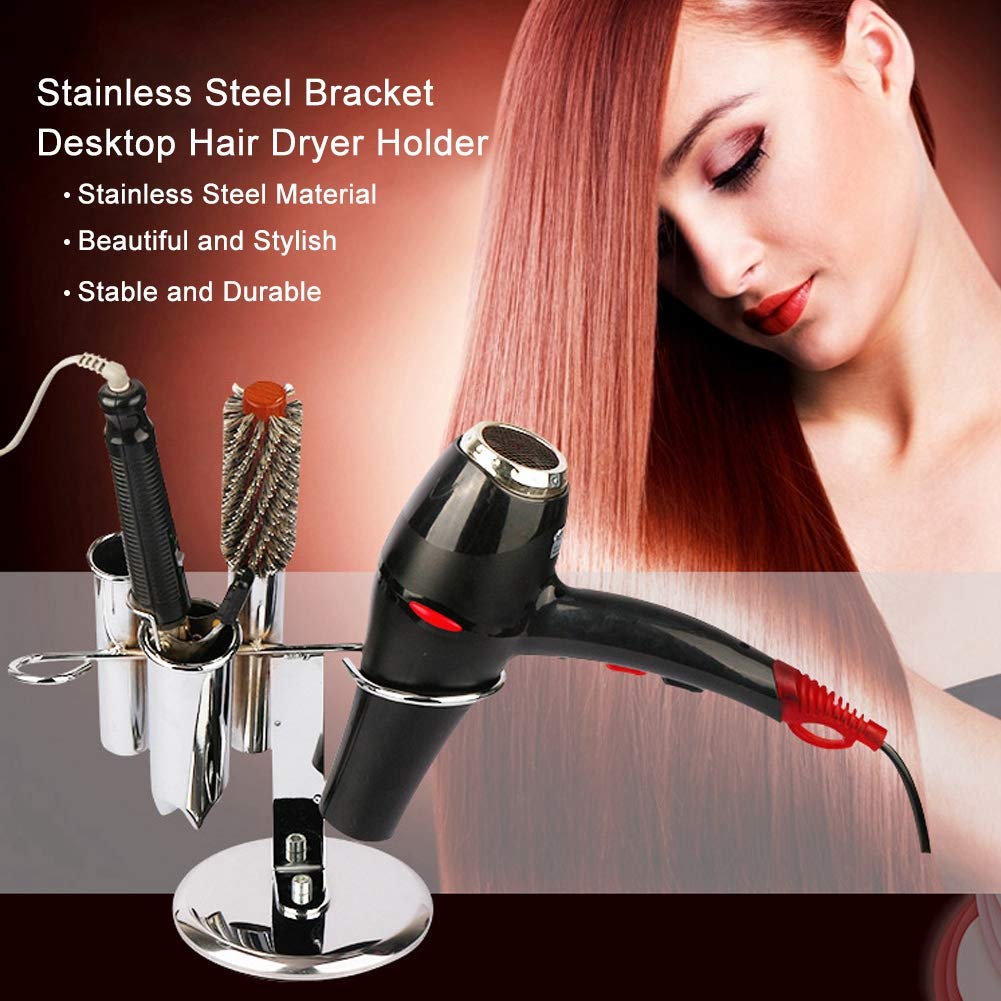 Hair Dryer Holder Stable Stainless Steel Bracket Desktop Blow Dryer Holder for Salon Home