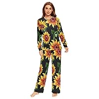 ALAZA Sunflower Pattern Couples Matching Pajamas Sets