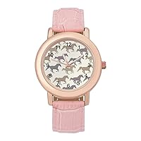 Racing Horse PU Leather Strap Watch Wristwatches Dress Watch for Women