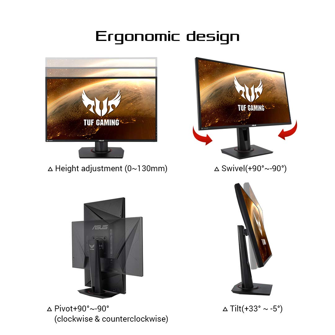ASUS TUF Gaming VG279QM 27” HDR Monitor, 1080P Full HD (1920 x 1080), Fast IPS, 280Hz, G-SYNC Compatible, Extreme Low Motion Blur Sync (ELMB SYNC), 1ms, DisplayHDR 400,, BLACK