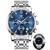Classic Wrist Watches,Men Business Watches Dress Watch with Day,Green/Black/White/Blue Face,Flywheel Multifunction Luminous Men Stainless Steel Wristwatch