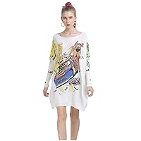 MedeShe Women's Graffiti Art Print Knitted Sweater Casual Plus Fashion Pullovers