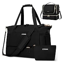 Travel Duffel Bag with USB Charging Port, Weekender Overnight Bag with Wet Pocket and Shoes Compartment for Women Travel, Gym, Yoga 4 Pcs Set, Beige