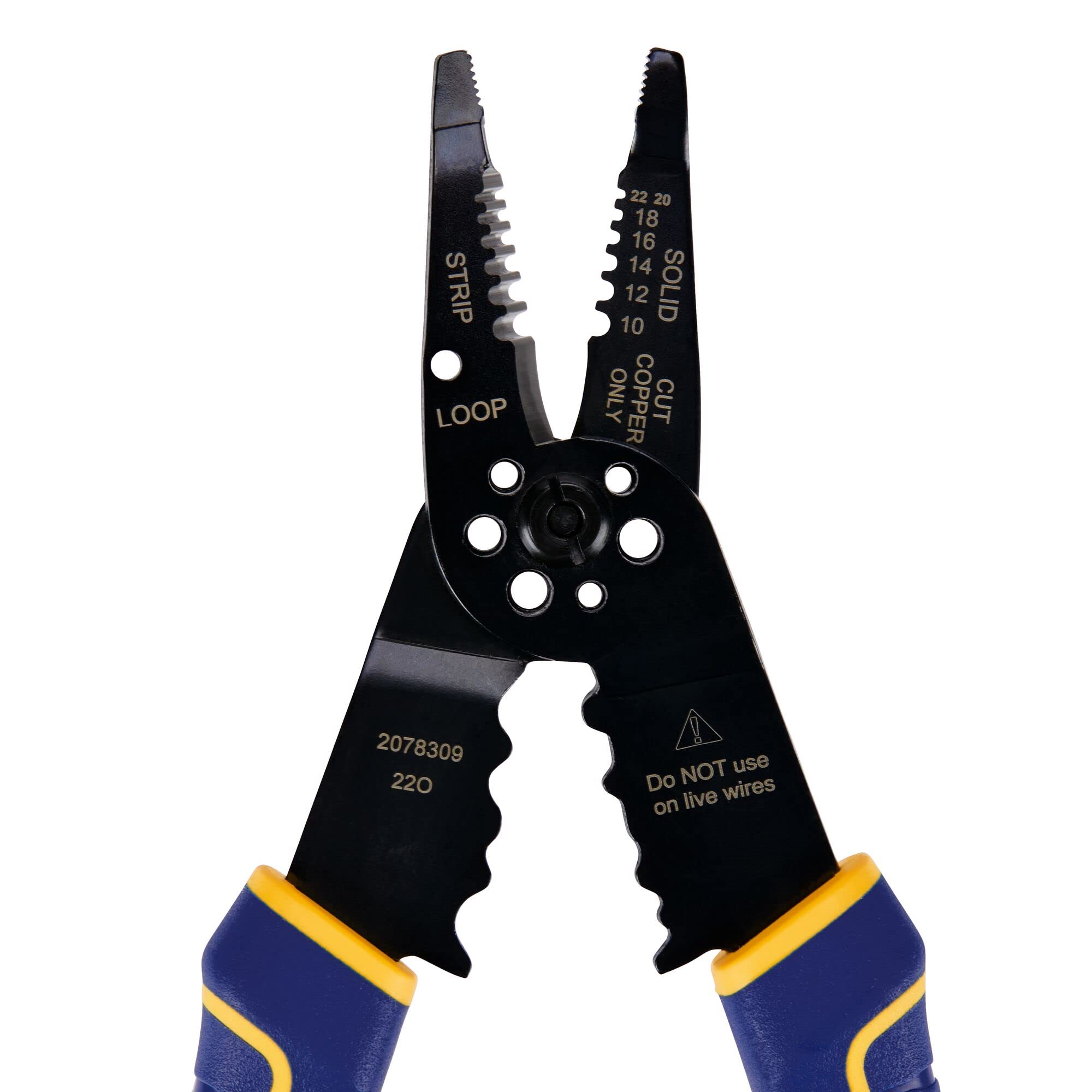 IRWIN VISE-GRIP Wire Stripper, 8 inch, Cuts 10-22 AWG, Plier Style Nose, ProTouch Grip for Maximum Comfort (2078309)