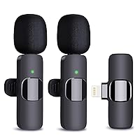 Wireless Microphone for iPhone, 2 Pack Professional Dual Lavalier Microphone for Video Recording, Live Streaming, YouTube, Facebook, TikTok, Vlog, Presentation