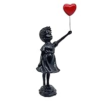 Newmyth Cute Girl with Balloon Resin Sculpture Statue for Home Decoration Banksy Statue Girl with Red Heart Balloon Modern Art Sculpture for Table Bookshelf Decoration