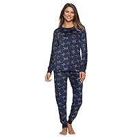 Felina Pajamas for Women, V-Notch Long Sleeve Top with Jogger Pant, Fleece Lined Women's Pajama Sets, Soft Poly Microfleece