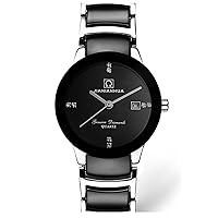 Carnival Womens Black Ceramic Sapphire Glass Waterproof Women's Date Quartz Watch -366