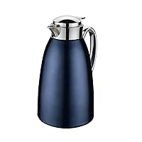 Cilio Venezia Stainless Steel Insulated Beverage Server with Tempered Glass Liner, Blue, 34 Ounce