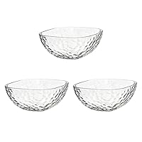 Aderia P-6410 Small Bowl, Glass Bowl, Curacao, Square, Deep Bowl, Large, 3 Pieces (Diameter 6.5 x Height 2.9 inches (7.3 cm), Hammered Pattern, Japanese Style Dishes, Made in Japan