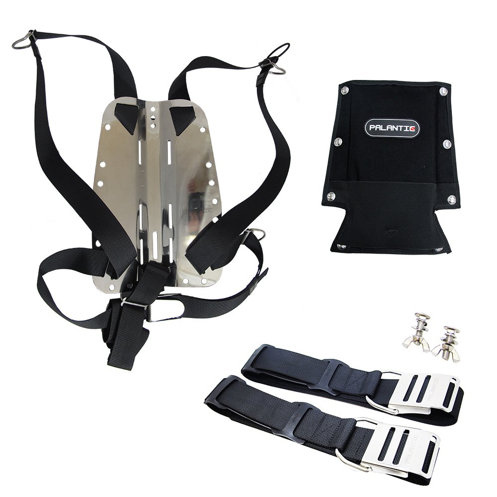 Palantic Techical Diving Stainless Steel Backplate with Harness System plus Backpad and Tank Belt Set
