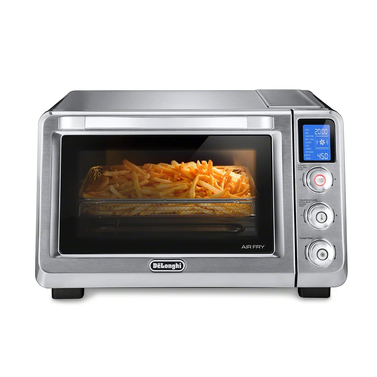 De'Longhi EO241264M 10-in-1 Digital AirFryer ,True Convection Toaster Oven with internal light, Grills, Broils, Bakes, Roasts, Reheats, preset for Cookie & Pizza, 1800-Watts, Stainless Steel, XL 24L