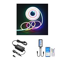 ALITOVE Addressable Neon LED Strip Lights WS2811 16.4ft Room Decor Flexible Programmable Digital RGB LED Pixels Strip Light with 12V 5A Power Supply and Bluetooth APP Music Sync Controller