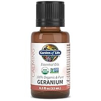 Garden of Life Essential Oil, Geranium 0.5 fl oz (15 mL), 100% USDA Organic & Pure, Clean,Undiluted for Diffuser,Aromatherapy,Meditation - Balance,Relaxation, Calming, Floral,Aromatic (103255)