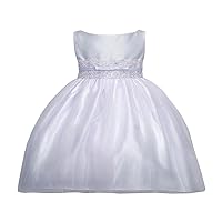 Baby Girls' Vintage Metallic Lace & Tulle Dress 24M X White Sk B473