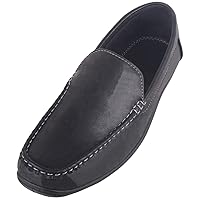 Mens Easy Slip On Faux Leather Casual Summer Holiday Loafer Shoe with Stitch Design