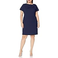 London Times Petite Women's Polished Sheath Dress with Bow Detail Career Office Event Occasion Guest of