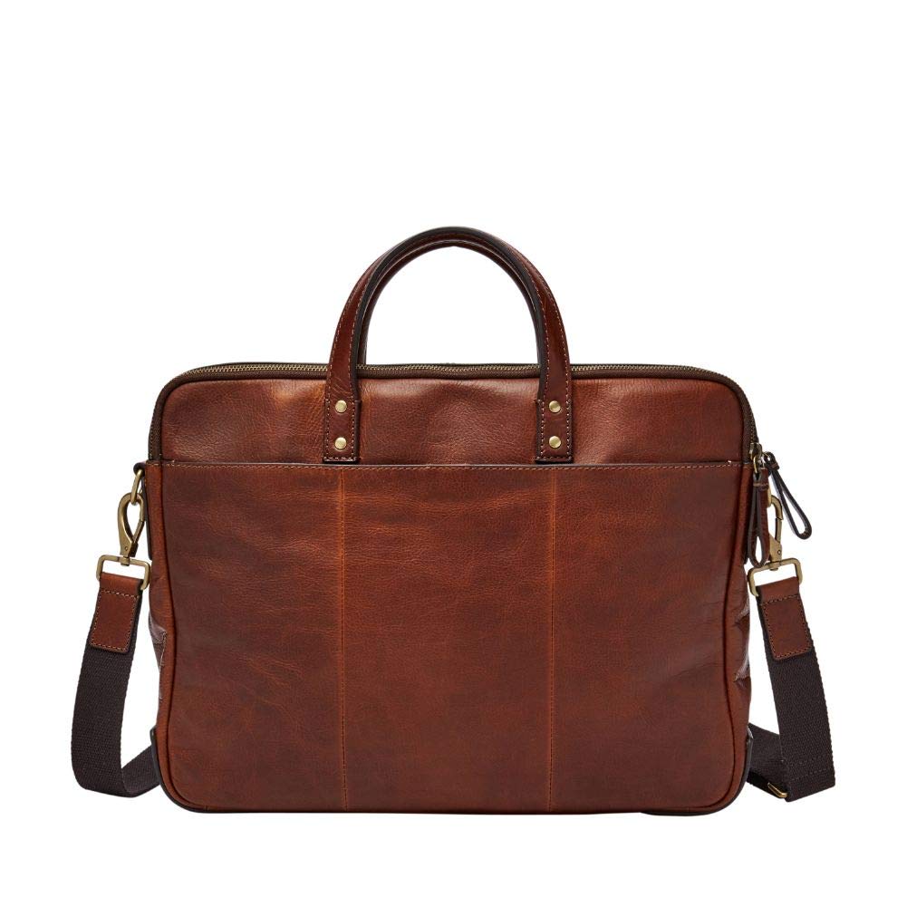 Fossil Men's Haskell Leather or Fabric Messenger Briefcase Work Laptop Bag